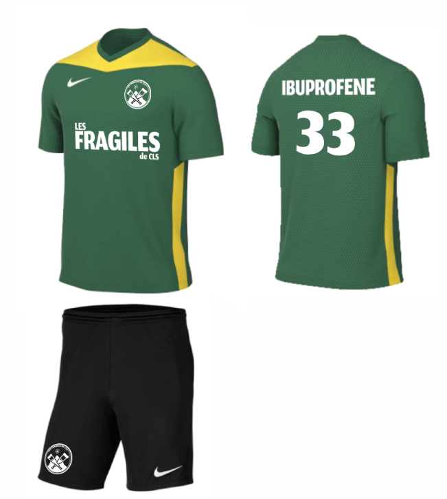 Flocage sur Maillot de Foot (Couleur Sombre) 4 Maillot de foot de face de dos et short personnalisée par TSHIRT PERSO