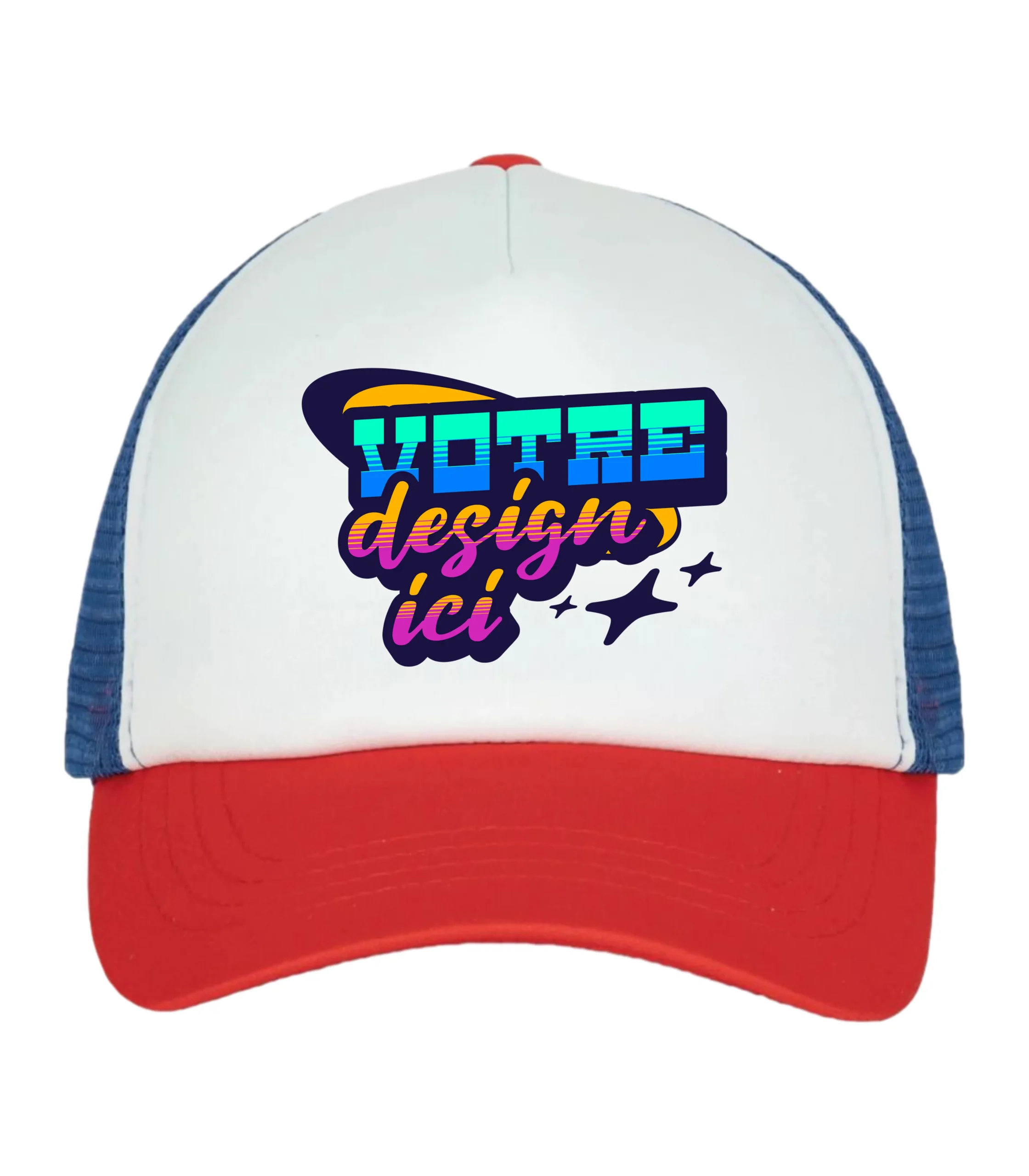 Casquette Snapback Trucker Personnalisée 7 CASQUETTE TRUCKER PERSONNALISÉE BLEU BLANC ROUGE
