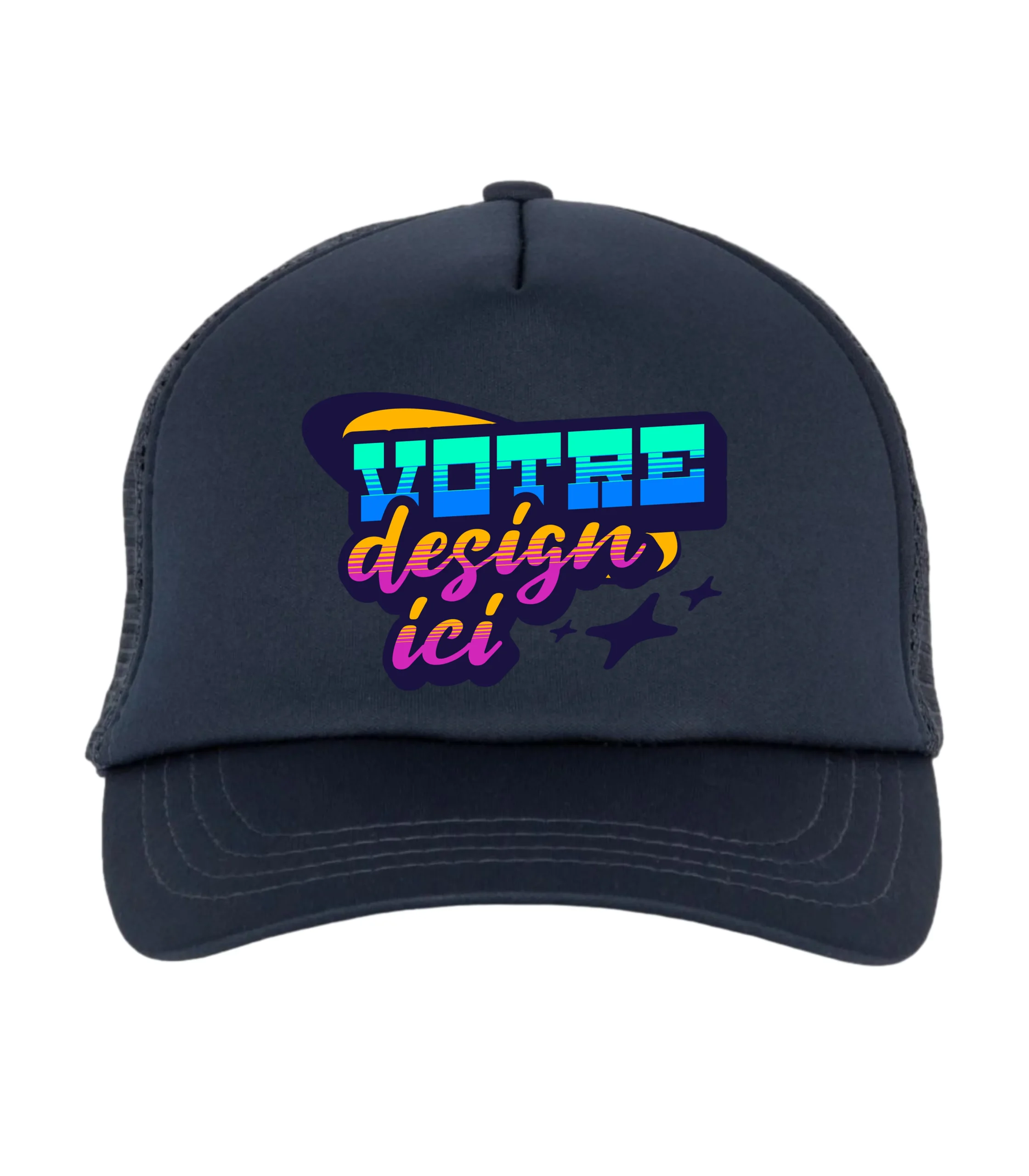 Casquette Snapback Trucker Personnalisée 3 CASQUETTE TRUCKER PERSONNALISÉE NOIRE