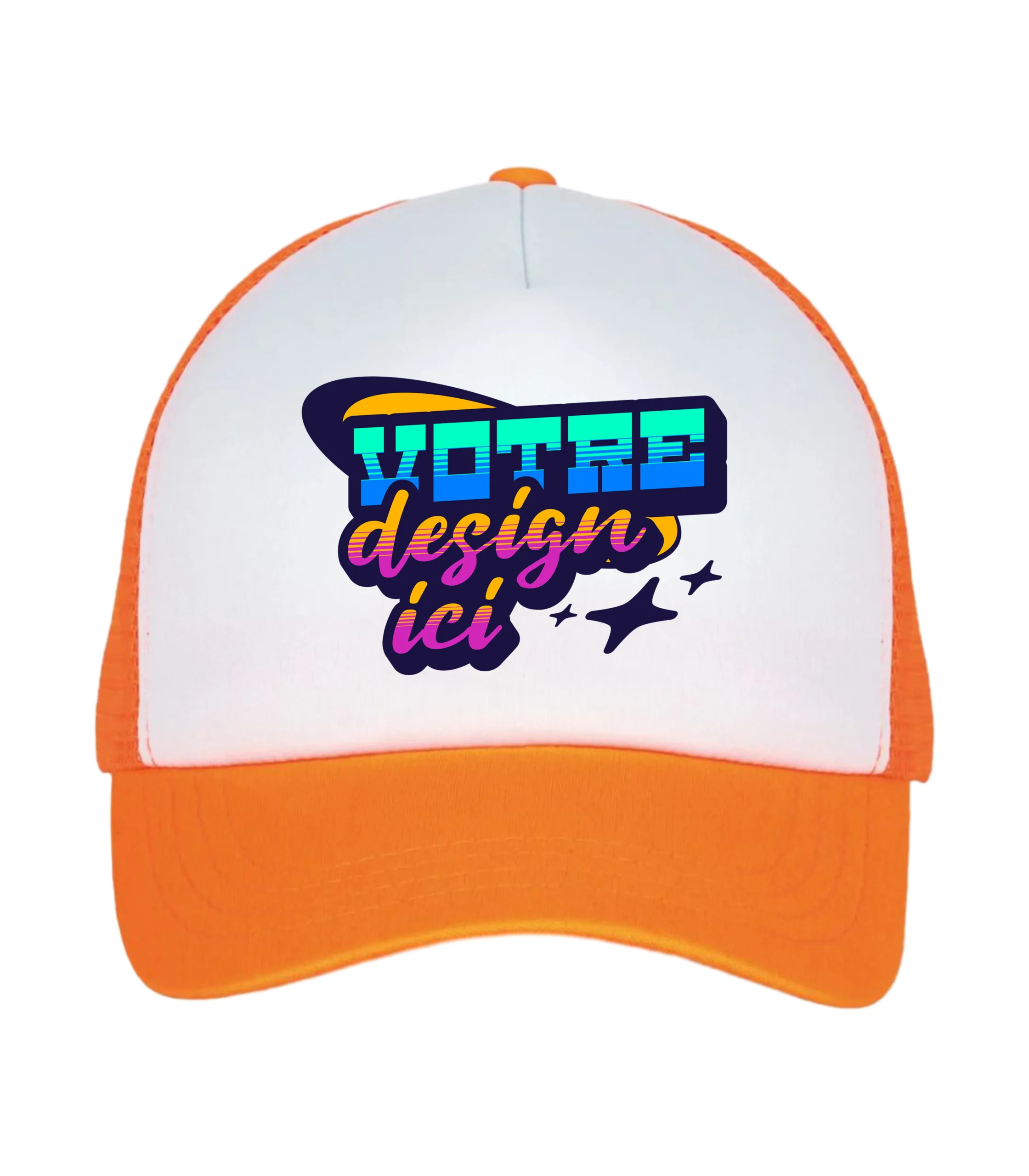 Casquette Snapback Trucker Personnalisée 10 CASQUETTE TRUCKER PERSONNALISÉE ORANGE